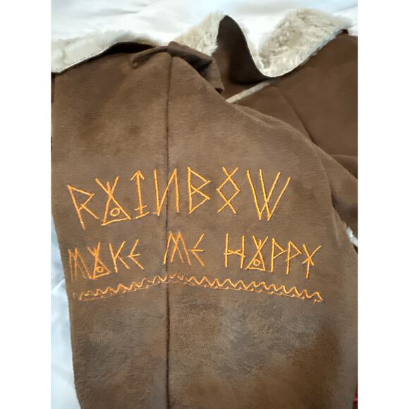 Desigual Faux Suede Jacket w Embroidery & Colorful Trim Size 44 (US 14) VGUC - Picture 6 of 8